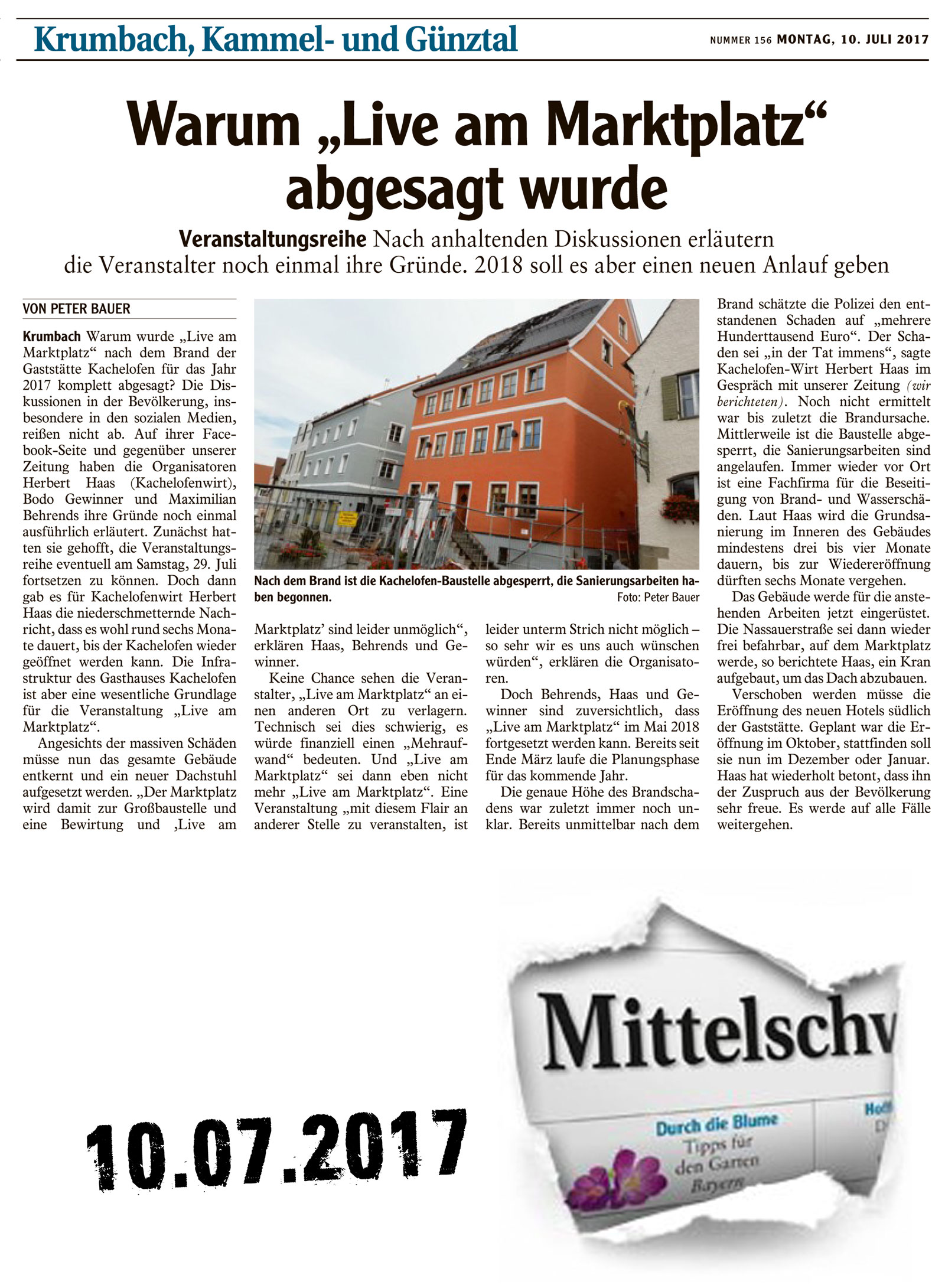 Warum Live am Marktplatz abgesagt wurde 2017 07 10 Mittelschwaebische Nachrichten